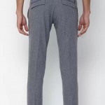 Men Slim Fit Grey Polyester Blend Trousers