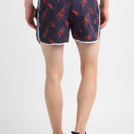 Men Navy Blue & Red Printed Sports Shorts