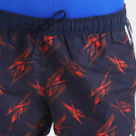 Men Navy Blue & Red Printed Sports Shorts